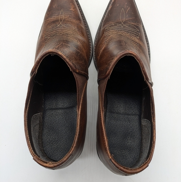 Rawhide by Abilene brown distressed leather point toe country ankle boot 9 - Picture 7 of 10